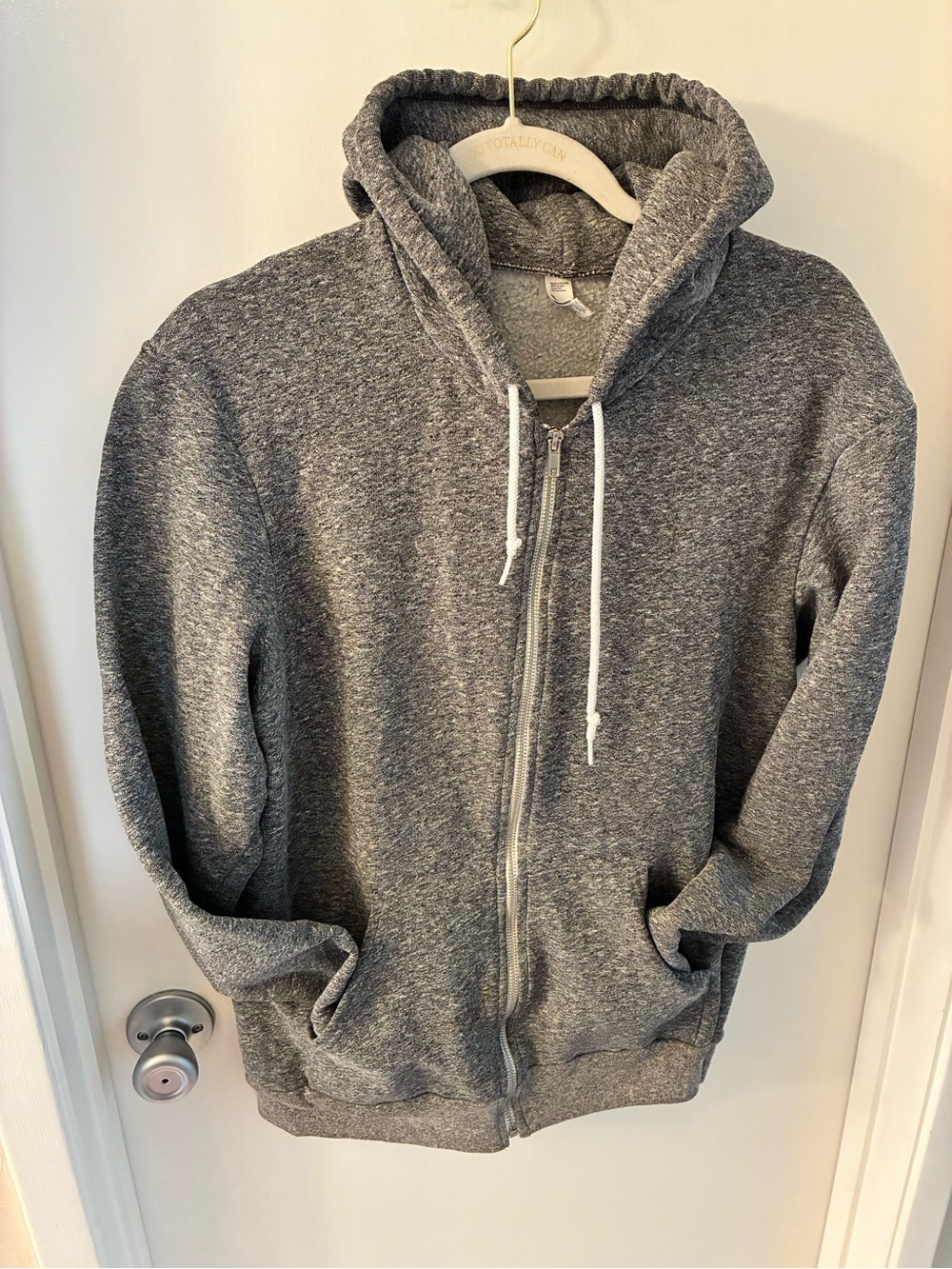 American Apparel Heather Grey Full-Zip Hooded Sweatshirt, large